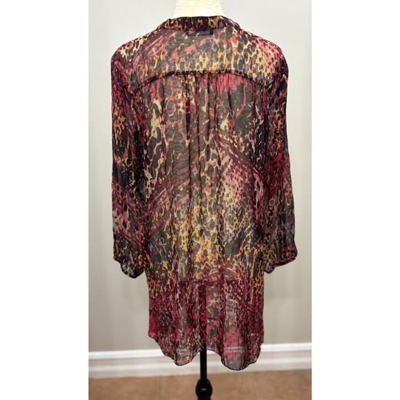 Miraclesuit‎ Womens Large Coverup V Neck Colorful Pink Purple Sheer Resort - Picture 3 of 11